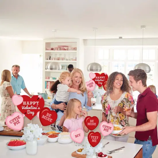 Big Dot of Happiness Conversation Hearts - Valentine's Day Party Centerpiece Sticks - Showstopper Table Toppers - 35 Pieces {6}