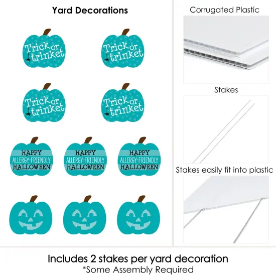 Big Dot of Happiness Teal Pumpkin - Lawn Decorations - Outdoor Halloween Allergy Friendly Trick or Trinket Yard Decorations - 10 Piece {7}