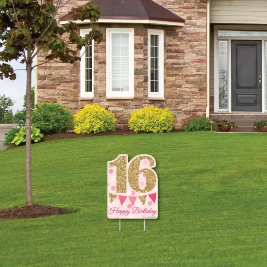 Big Dot of Happiness Sweet 16 - Outdoor Lawn Sign - 16th Birthday Party Yard Sign - 1 Piece {4}