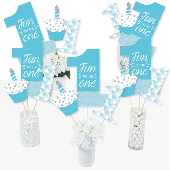 Big Dot of Happiness 1st Birthday Boy - Fun to be One - First Birthday Party Centerpiece Sticks - Table Toppers - Set of 15 {3}