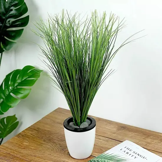 3 GREEN 20" Artificial Faux GRASS SPRAYS STEMS {3}