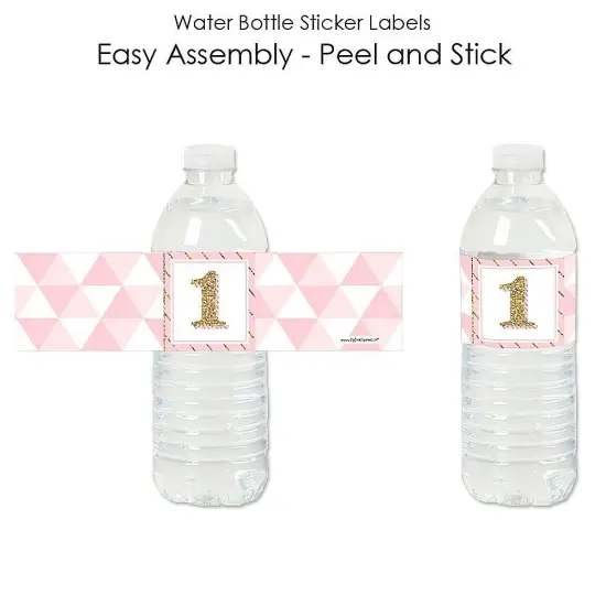 Big Dot of Happiness 1st Birthday Girl - Fun to be One - First Birthday Party Water Bottle Sticker Labels - Set of 20 {3}