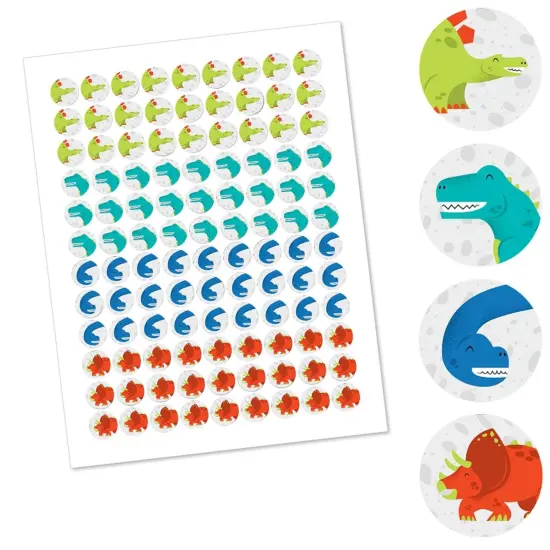 Big Dot of Happiness Roar Dinosaur - Dino Mite T-Rex Baby Shower or Birthday Round Candy Sticker Favors - Labels Fits Chocolate Candy (1 sheet of 108) {3}