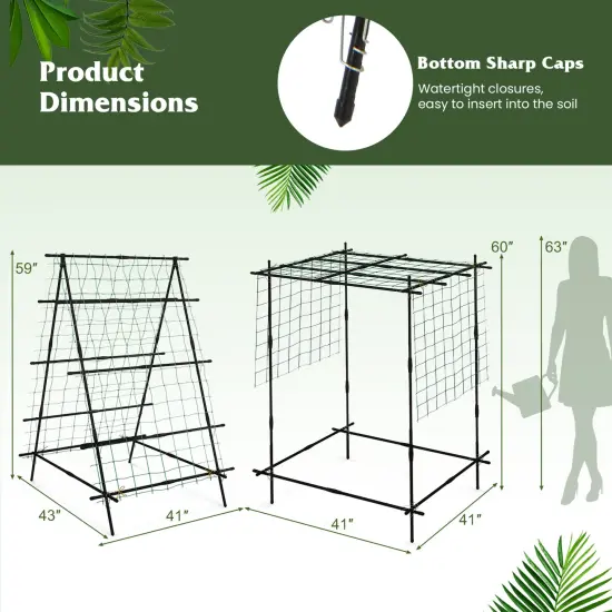 A-Frame Garden Cucumber Trellis With Netting For Climbing Plants Outdoor-Black {5}