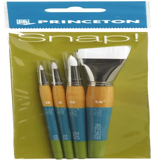 Princeton Snap! Brush Set 4/Pkg-Round 0, Round 2, Round 6, Angle 3/4" {1}