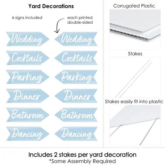 Big Dot of Happiness Dusty Blue Elegantly Simple - Arrow Wedding and Receptions Direction Signs - Double Sided Outdoor Yard Signs - Set of 6 {6}