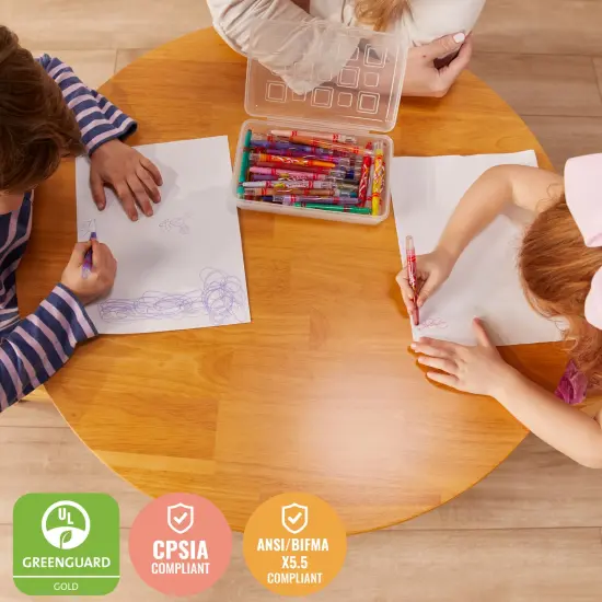 30in D Round Hardwood Table with 22in Legs, Kids Furniture Honey {5}