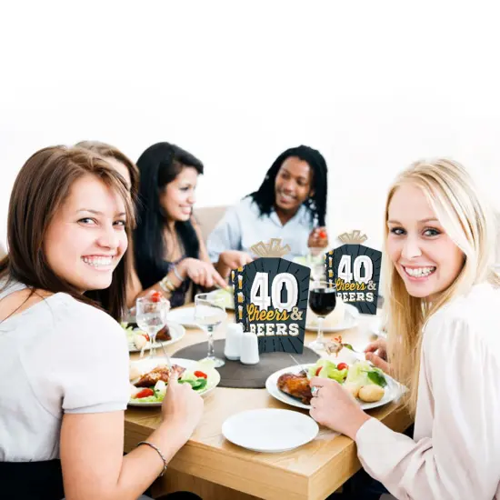 Big Dot of Happiness Cheers and Beers to 40 Years - Table Decorations - 40th Birthday Party Fold and Flare Centerpieces - 10 Count {7}