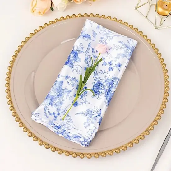 Elegant Floral Satin Dinner Napkins {2}