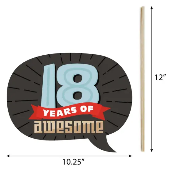 Big Dot of Happiness Boy 18th Birthday - Eighteenth Birthday Party Photo Booth Props Kit - 20 Count {7}