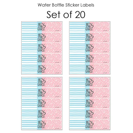 Big Dot of Happiness Baby Gender Reveal - Team Boy or Girl Party Water Bottle Sticker Labels - Set of 20 {4}