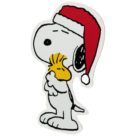 Northlight Peanuts Snoopy Hugs Woodstock Double Sided Christmas Window Cling Decoration - 7" White {7}