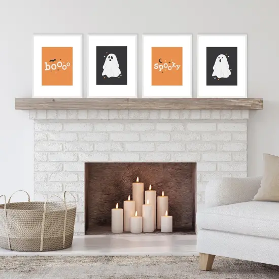 Big Dot of Happiness Spooky Ghost - Unframed Ghouls Halloween Linen Paper Wall Art - Set of 4 - Artisms - 8 x 10 inches {3}
