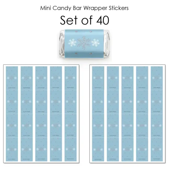 Big Dot of Happiness Winter Wonderland - Mini Candy Bar Wrapper Stickers - Snowflake Holiday Party and Winter Wedding Small Favors - 40 Count {4}