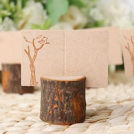 40 pcs NATURAL WOODEN Placecard Holders Favors {5}