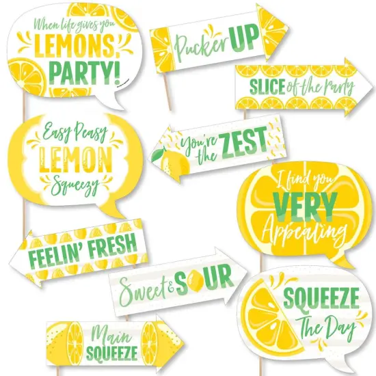 Big Dot of Happiness Funny So Fresh - Lemon - Citrus Lemonade Party Photo Booth Props Kit - 10 Piece {1}