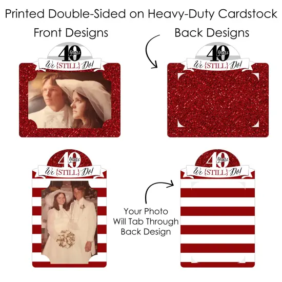 Big Dot of Happiness We Still Do - 40th Wedding Anniversary - Anniversary Party Picture Centerpiece Sticks - Photo Table Toppers - 15 Pieces {7}
