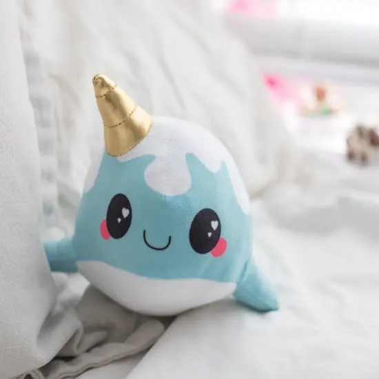Glitter Galaxy 6-Inch Cute Ice Cream Cone Horn Blue Narwhal Collectible Plush {6}
