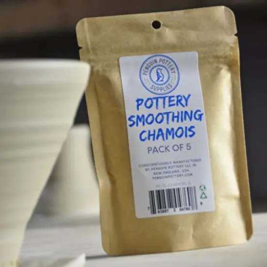 Penguin Pottery - Pre-Cut Suede Chamois for Smoothing Pot Rim - Super Soft - Small Size - Fits in your palm -Set of 5- {6}