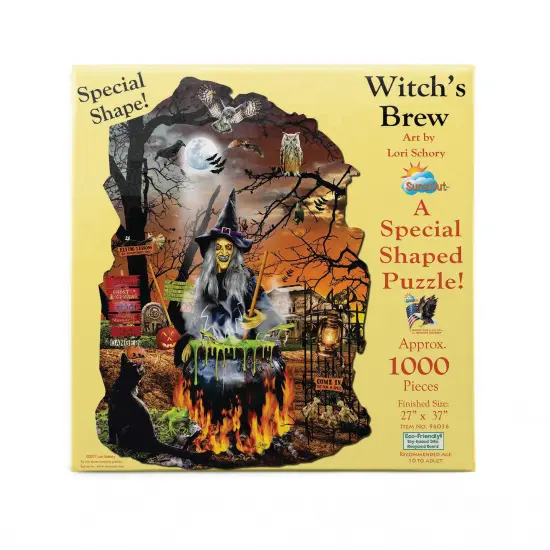 Sunsout Witch's Brew 1000 pc Special Shape Halloween Jigsaw Puzzle 96036 {4}