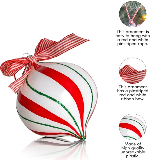 Ornativity Peppermint Candy Ornament Set &ndash; Christmas Candy Cane Shatterproof Candy Balls Hanging Ornaments for Indoor or Outdoor Christmas Tree &ndash; 1 Dozen {4}
