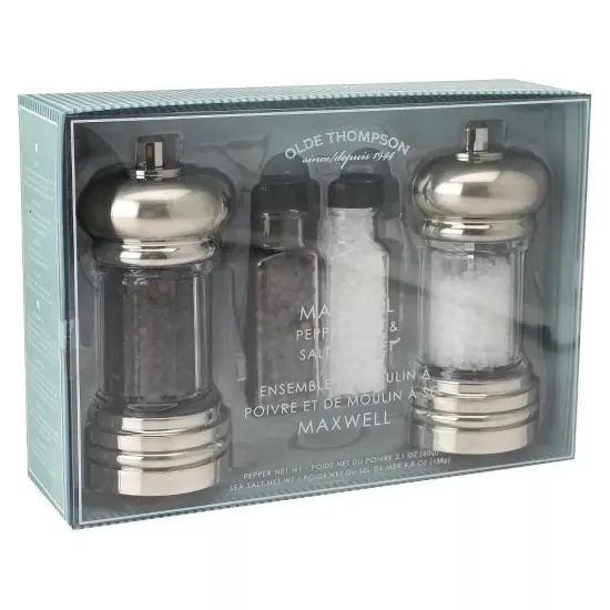 Maxwell Sea Salt and Black Pepper Shakers with Refills Set {3}