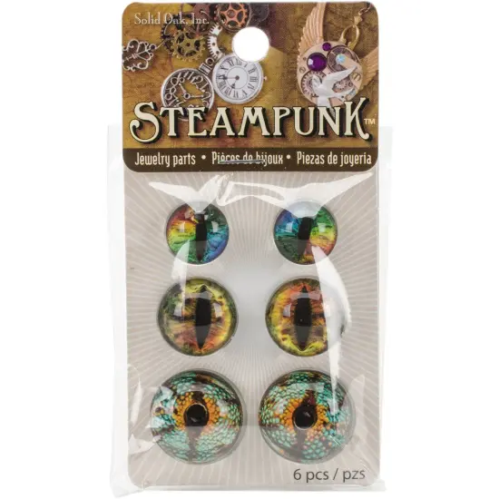 Solid Oak Steampunk Acrylic Accents 6/Pkg-Dragon Eyes Brights {1}