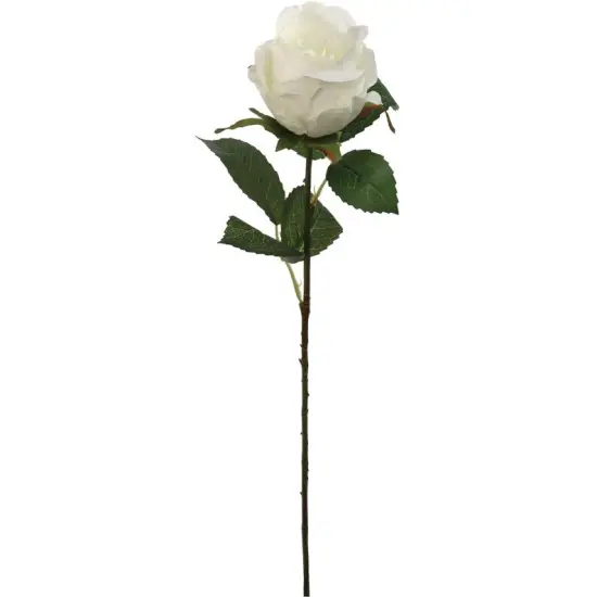 20" White Silk Rose Bud &ndash; Elegant Faux Flower for Home & Events {1}