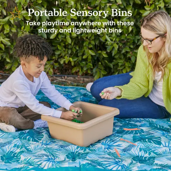 Square Bin with Lid, Storage Containers, 2-Pack Sand {3}