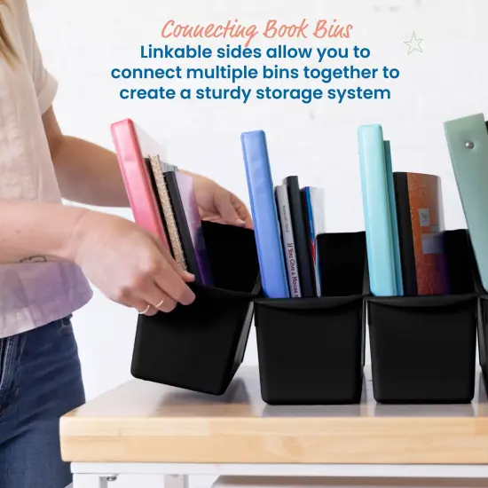 Linking Book Bins, Colorful Connecting Storage Black {3}