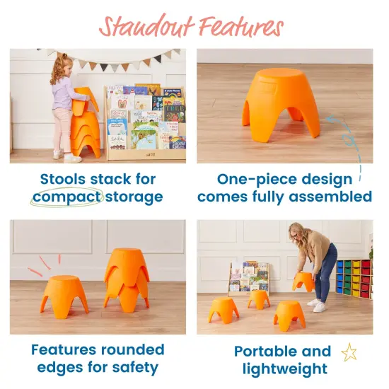 Ayana Stool Set, Flexible Seating, 4-Pack Orange {5}