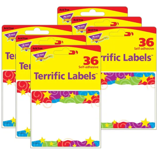 Stars 'n Swirls Terrific Labels&trade;, 36 Per Pack, 6 Packs {1}