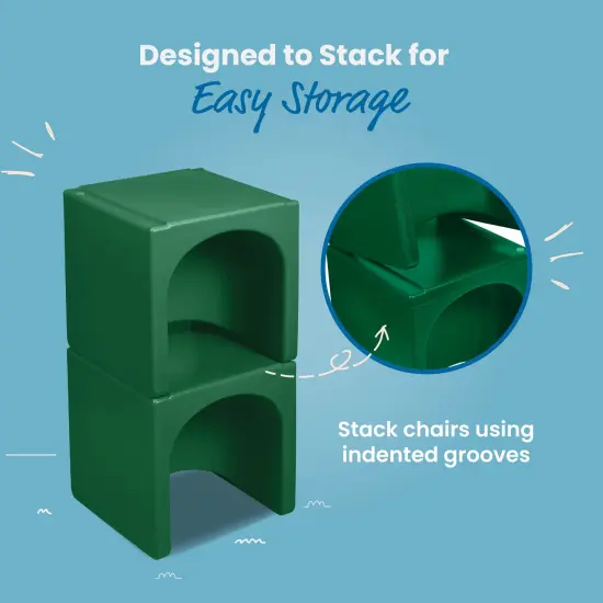 Tri-Me 3-In-1 Cube Chair, Kids Furniture Green {6}