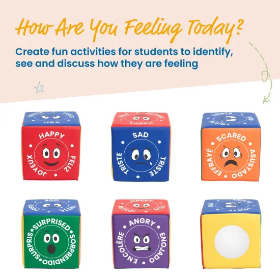 Trilingual Emotion Cube with Mirror, Social and Emotional Learning Toy Assorted {6}
