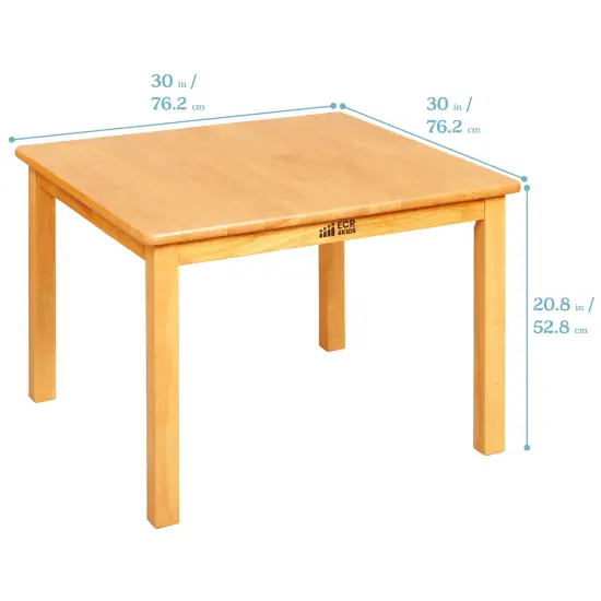 24in x 24in Square Hardwood Table with 20in Legs and Two 10in Chairs, Kids Furniture {2}