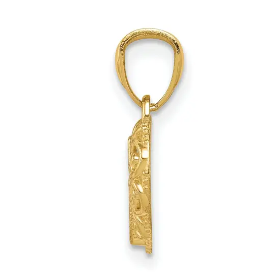 14K Two Tone Gold Cross Heart Charm Jewelry Pendant 16mm x 12mm {3}