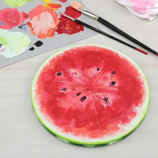 Paramount Cotton Circle Canvas, Box of 6 - Medium Texture, 11/16" Thick, 9 oz. Double Primed, Acid-Free, Non-Ghosting Raised Edge Stretcher Frame, Smooth Edge Round Canvases for Painting {6}