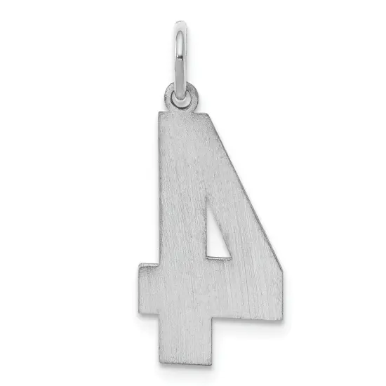 Sterling Silver Large Satin Number 4 Charm Pendant Jewerly 25mm x 11mm {3}