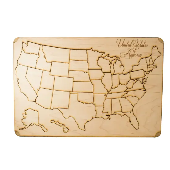 50 State American Puzzle Map - Art Kit - Raw Wood 12x18 {2}