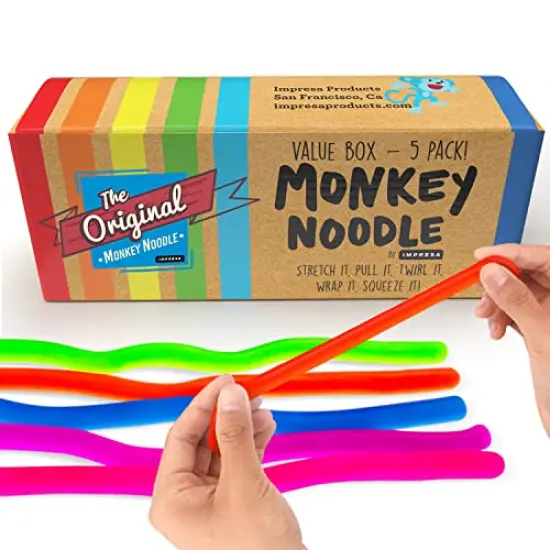 5-Pack Original Stretchy Fidget Sensory Toys Monkey Noodles for Kids and Adults Stretches from 12 Inches to 8 Feet BPA, Phthalate, and Latex-Free {2}