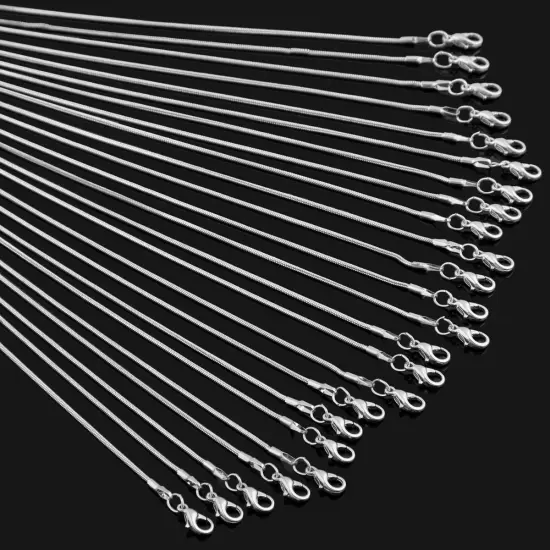 24 Pieces 18 Inch 925 Silver Plated 1.2mm DIY Snake Chain Charms Link Necklace with Lobster Clasps for Jewelry Making {3}