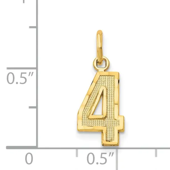 14K Gold Small Number 4 Charm Pendant FindingKing Jewerly 20mm x 7mm {5}