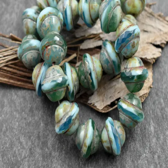 Blended Aqua Turquoise Picasso Saturn Beads {4}