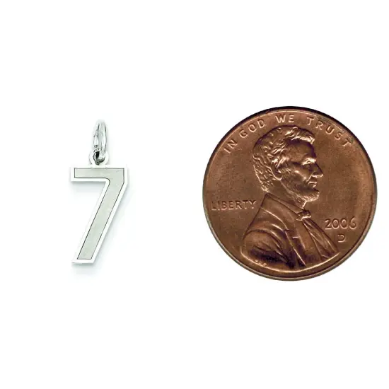 Sterling Silver Small Satin Number 7 Charm Pendant {2}