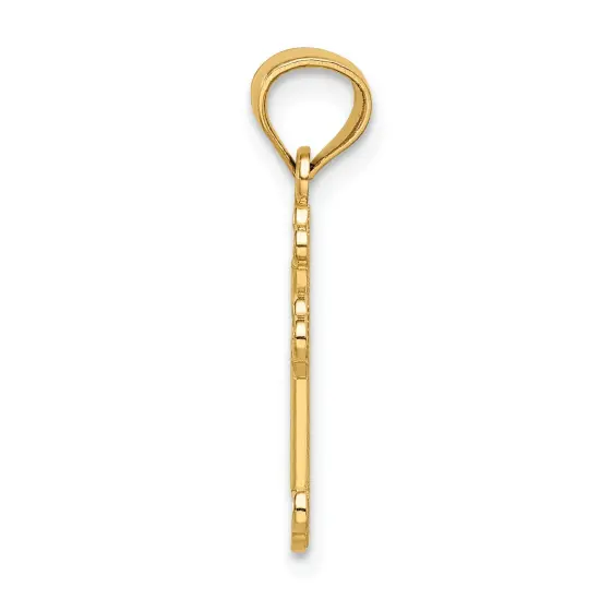 14K Yellow Gold Textured Cross Pendant Charm Jewelry 22mm x 11mm {4}