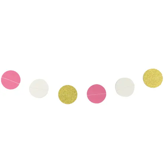 Wrapables 13ft Paper Circle Dot Garland Party Decorations (Set of 2) White/Pink/Gold {2}