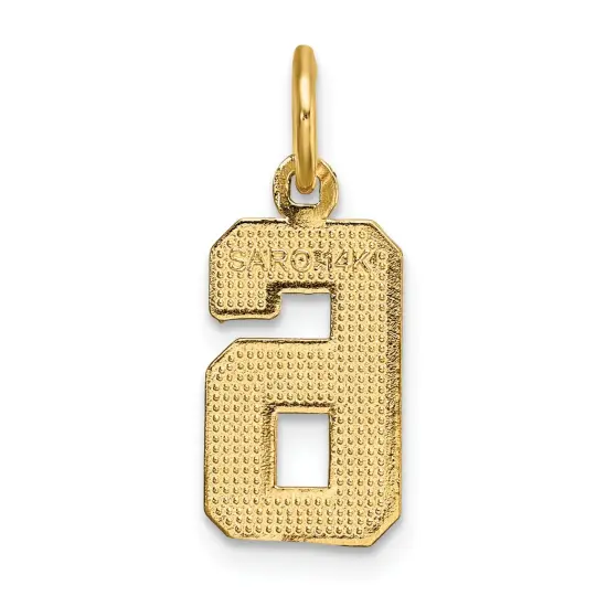 14K Gold Small Number 6 Charm Pendant FindingKing Jewerly 20mm x 7mm {2}