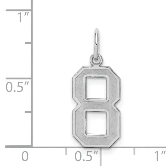 Sterling Silver Medium Satin Number 8 Charm Pendant Jewerly 22mm x 9mm {4}