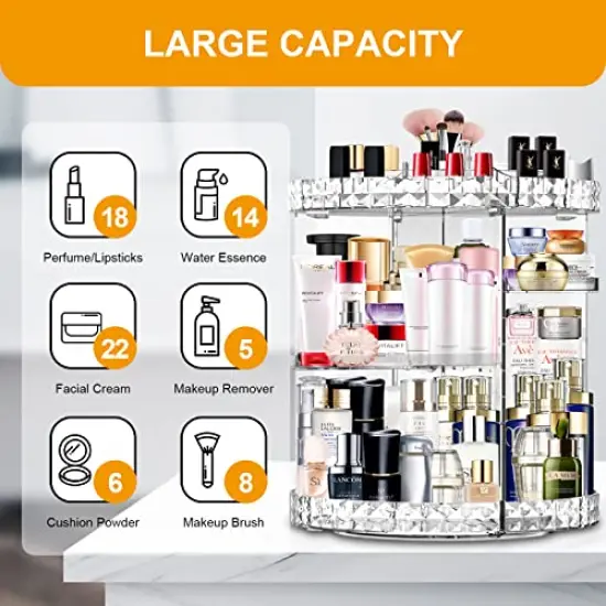 Makeup Organizer 360 Degree Rotating 7 Adjustable Layers Large Capacity Cosmetic Organizer Transparent Make Up Organizers and Storage {5}
