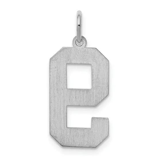 Sterling Silver Large Satin Number 9 Charm Pendant Jewerly 25mm x 11mm {3}